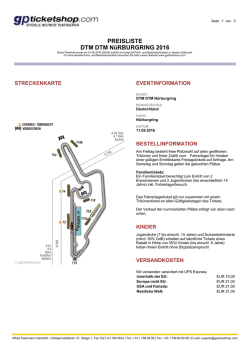 PREISLISTE DTM DTM NüRBURGRING 2016