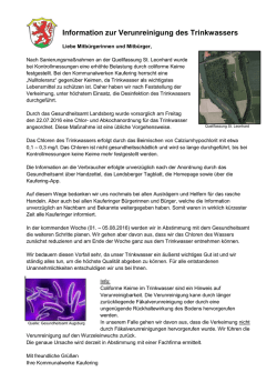 Information zur Verunreinigung des Trinkwassers