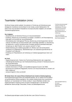 Teamleiter Validation (m/w)