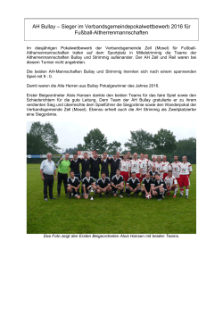 Verbandsgemeindepokal-Turnier 2016 der Altherrenmannschaften
