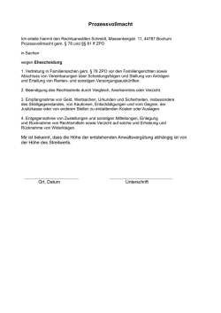 Prozessvollmacht - Erbrecht