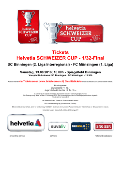 Tickets Helvetia SCHWEIZER CUP - 1/32-Final