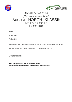 Anmeldung Benzingespräch 6. August-Horch-Klassik - Mc