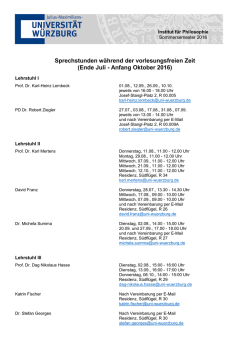 Sprechstunden w&auml;hrend der vorlesungsfreien Zeit (Ende Juli