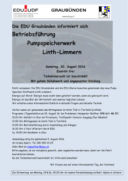 Betriebsführung Pumpspeicherwerk Linth