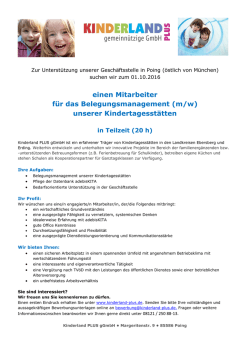 einen Mitarbeiter für das Belegungsmanagement (m/w) unserer