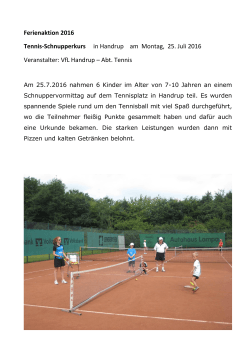 Ferienaktion 2016 Tennis-Schnupperkurs in Handrup am Montag