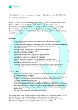 Technischer Property Manager (m/w) – Hamburg – ca