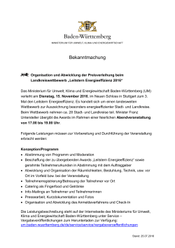 Bekanntmachung - Ministerium für Umwelt, Klima und