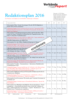 Redaktionsplan 2016 - Deutsches Verbände Forum