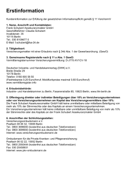 Erstinformation - Frank Schubert Assekuranzmakler GmbH