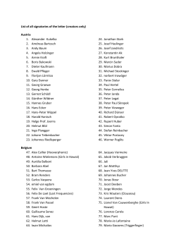 List of all signatories of the letter Austria 1. Alexander Kukelka 2