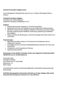 Lehrkraft für besondere Aufgaben - Herder-Institut