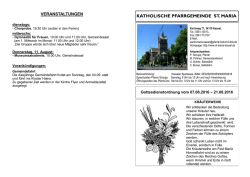 Gottesdienstordnung 07.08.2016 - Die Katholische Pfarrgemeinde