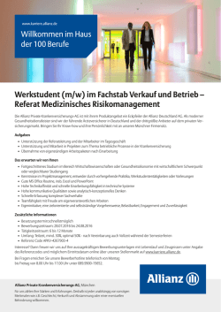 Werkstudent (m/w) im Fachstab Verkauf und Betrieb – Referat