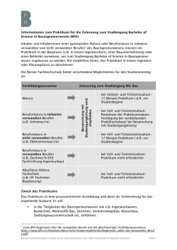 Informationen zum Praktikum f&uuml;r die Zulassung zum Studiengang