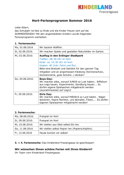 Hort-Ferienprogramm Sommer 2016