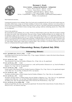 Catalogue Palaeontology Botany (Updated July 2016)