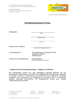 Vermittlungsvertrag für Firmen - Fachkräftenetzwerk Oberlausitz