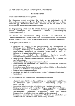 Hausmeister/in Geb&auml;udemanagement