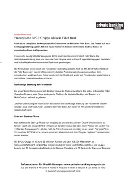 Französische BPCE Gruppe schluckt Fidor Bank