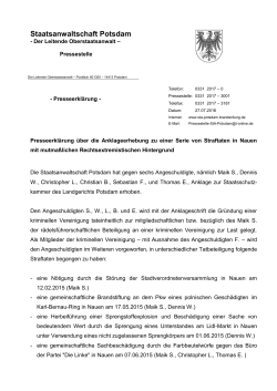 Presseerklärung der Staatsanwaltschaft Potsdam vom 27.07.2016