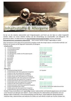 Inhaltsstoffe und Allergene - Indisches Restaurant Hathi