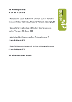 Die Wochengerichte - weilands wellfood