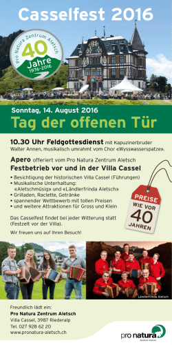 Casselfest 2016 - Pro Natura Zentrum Aletsch