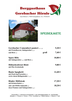 Speisekarte - Naturfreundehaus Gersbacher Hörnle