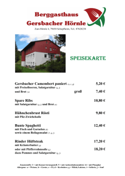 Speisekarte - Naturfreundehaus Gersbacher H&ouml;rnle