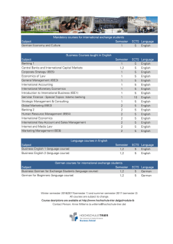 available courses for International students