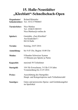 15. Halle-Neustädter „Kleeblatt“ - Landesschachverband Sachsen