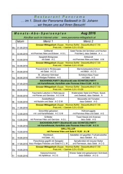 für den August 2016 - Panorama Mittagstisch