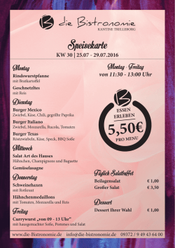 Speiseplan - die Bistronomie