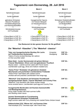 Tageskarte 2016 - Hotel Restaurant Meierhof