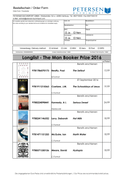 Longlist The Man Booker Prize 2016