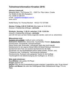 Infoschreiben an Teilnehmer 2016