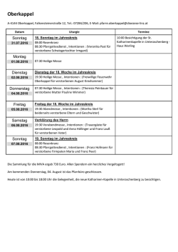 Gottesdienste und Verlautbarungen vom 18.07. bis 24.07.2016