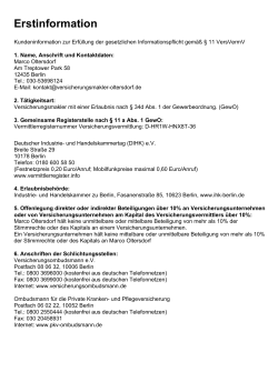 Erstinformation - Versicherungsmakler Oltersdorf