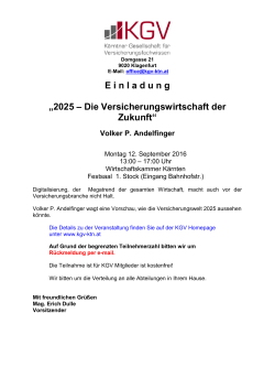E i n l a d u n g  &bdquo;2025 &ndash; Die Versicherungswirtschaft der Zukunft&ldquo;