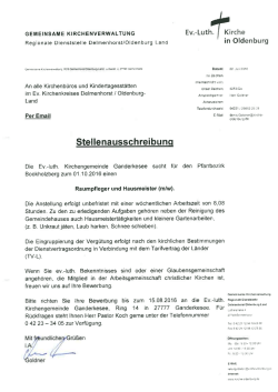 Stellenausschreibung Raumpflege