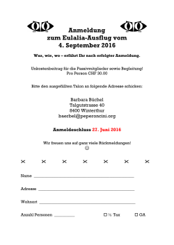 Anmeldung zum Eulalia-Ausflug vom 4. September 2016
