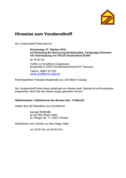 Hinweise zum Vorabendtreff