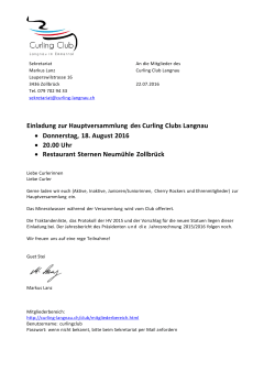 Einladung zur HV 2016 - Curling Club Langnau