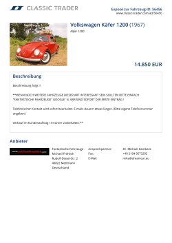 Volkswagen Käfer 1200 (1967) 14.850 EUR