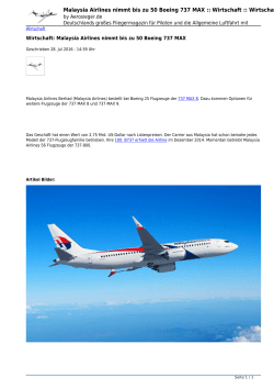 Malaysia Airlines nimmt bis zu 50 Boeing 737 MAX