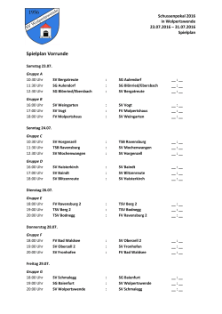 Spielplan Schussenpokal 2016