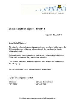 Chlordesinfektion beendet - Info Nr. 4