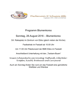 Programm Blumenkorso 2016 - Trachtenverein Schneetoia Ebbs